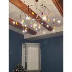 Люстра из меди с разноцветными камнями